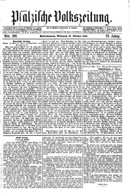 Pfälzische Volkszeitung Mittwoch 27. Oktober 1875