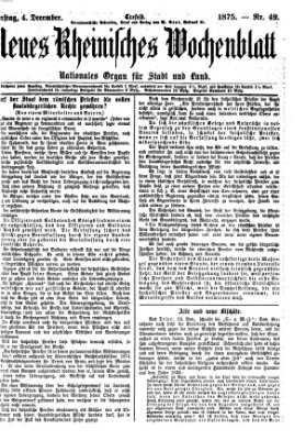 Neues rheinisches Wochenblatt Samstag 4. Dezember 1875