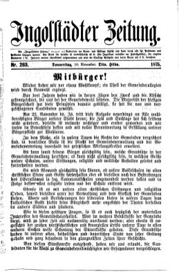 Ingolstädter Zeitung (Neue Ingolstädter Zeitung) Donnerstag 18. November 1875