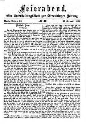 Feierabend (Straubinger Zeitung) Montag 27. September 1875