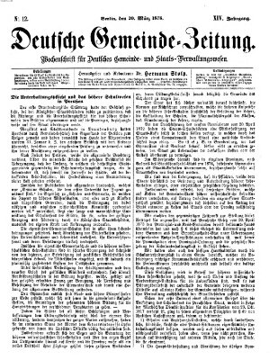 Deutsche Gemeinde-Zeitung Samstag 20. März 1875