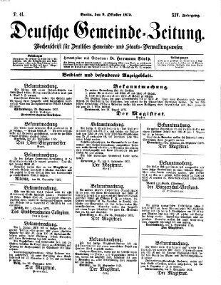 Deutsche Gemeinde-Zeitung Samstag 9. Oktober 1875