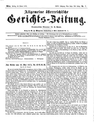 Allgemeine österreichische Gerichts-Zeitung Freitag 22. Januar 1875