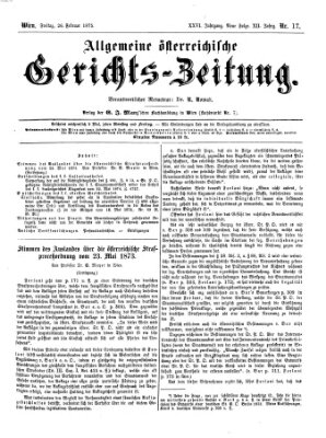 Allgemeine österreichische Gerichts-Zeitung Freitag 26. Februar 1875