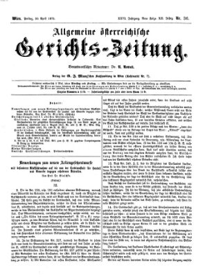 Allgemeine österreichische Gerichts-Zeitung Freitag 30. April 1875