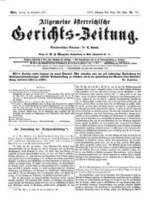 Allgemeine österreichische Gerichts-Zeitung Freitag 24. September 1875