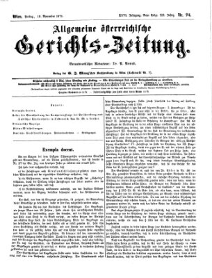 Allgemeine österreichische Gerichts-Zeitung Freitag 19. November 1875