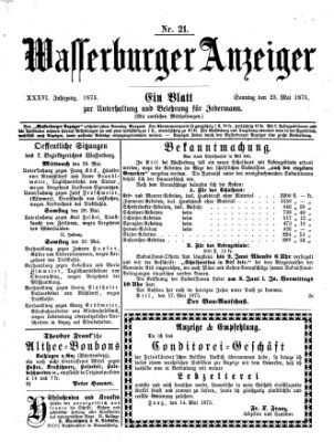 Wasserburger Anzeiger (Wasserburger Wochenblatt) Sonntag 23. Mai 1875