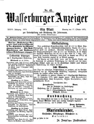 Wasserburger Anzeiger (Wasserburger Wochenblatt) Sonntag 17. Oktober 1875