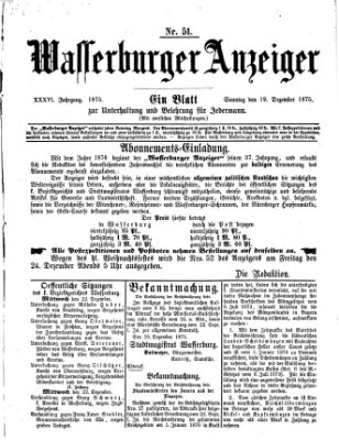 Wasserburger Anzeiger (Wasserburger Wochenblatt) Sonntag 19. Dezember 1875