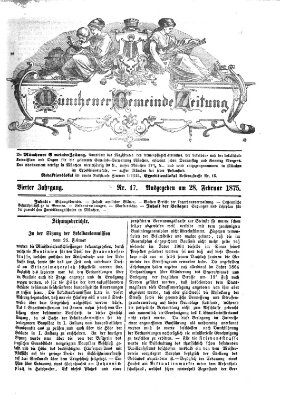 Münchener Gemeinde-Zeitung Sonntag 28. Februar 1875