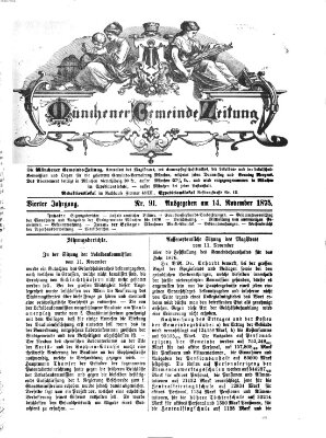 Münchener Gemeinde-Zeitung Sonntag 14. November 1875