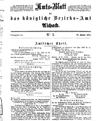 Amtsblatt für das Bezirksamt und Amtsgericht Aichach Sonntag 10. Januar 1875