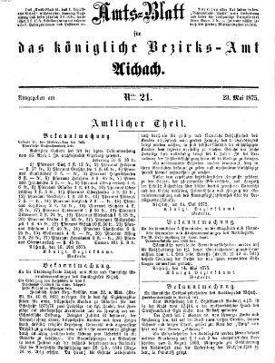 Amtsblatt für das Bezirksamt und Amtsgericht Aichach Sonntag 23. Mai 1875
