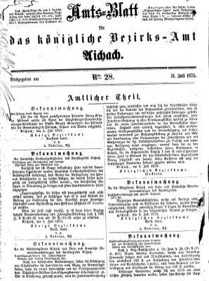 Amtsblatt für das Bezirksamt und Amtsgericht Aichach Sonntag 11. Juli 1875