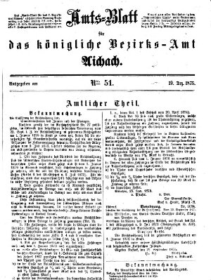 Amtsblatt für das Bezirksamt und Amtsgericht Aichach Sonntag 19. Dezember 1875