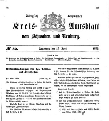 Königlich Bayerisches Kreis-Amtsblatt von Schwaben und Neuburg Samstag 17. April 1875