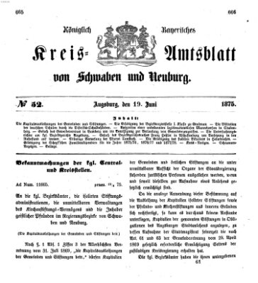 Königlich Bayerisches Kreis-Amtsblatt von Schwaben und Neuburg Samstag 19. Juni 1875
