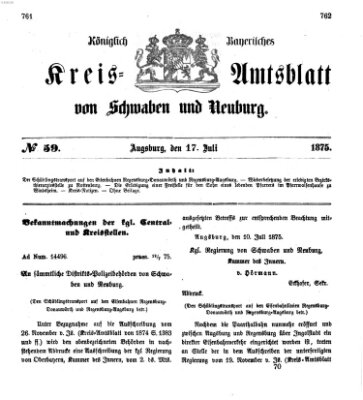 Königlich Bayerisches Kreis-Amtsblatt von Schwaben und Neuburg Samstag 17. Juli 1875