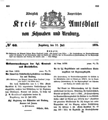 Königlich Bayerisches Kreis-Amtsblatt von Schwaben und Neuburg Samstag 31. Juli 1875