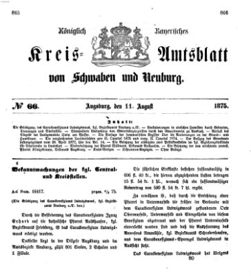 Königlich Bayerisches Kreis-Amtsblatt von Schwaben und Neuburg Mittwoch 11. August 1875