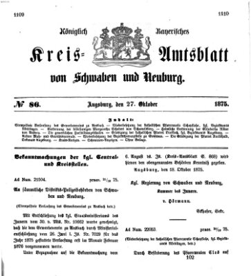 Königlich Bayerisches Kreis-Amtsblatt von Schwaben und Neuburg Mittwoch 27. Oktober 1875