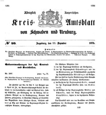 Königlich Bayerisches Kreis-Amtsblatt von Schwaben und Neuburg Samstag 11. Dezember 1875