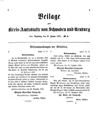 Königlich Bayerisches Kreis-Amtsblatt von Schwaben und Neuburg Samstag 16. Januar 1875