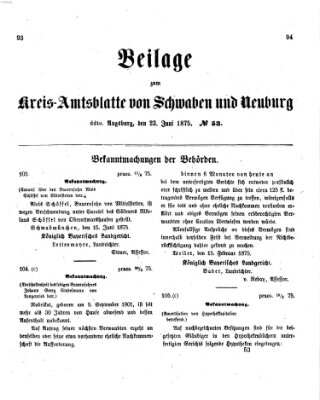 Königlich Bayerisches Kreis-Amtsblatt von Schwaben und Neuburg Mittwoch 23. Juni 1875