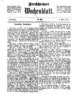 Amtsblatt für die Königlichen Bezirksämter Forchheim und Ebermannstadt sowie für die Königliche Stadt Forchheim Donnerstag 4. März 1875
