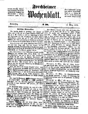 Amtsblatt für die Königlichen Bezirksämter Forchheim und Ebermannstadt sowie für die Königliche Stadt Forchheim Donnerstag 11. März 1875