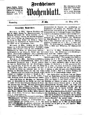 Amtsblatt für die Königlichen Bezirksämter Forchheim und Ebermannstadt sowie für die Königliche Stadt Forchheim Donnerstag 18. März 1875