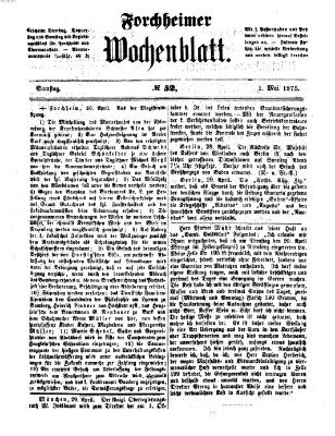 Amtsblatt für die Königlichen Bezirksämter Forchheim und Ebermannstadt sowie für die Königliche Stadt Forchheim Samstag 1. Mai 1875