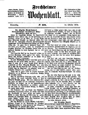 Amtsblatt für die Königlichen Bezirksämter Forchheim und Ebermannstadt sowie für die Königliche Stadt Forchheim Donnerstag 14. Oktober 1875