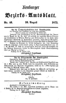 Neuburger Bezirks-Amtsblatt Donnerstag 26. August 1875