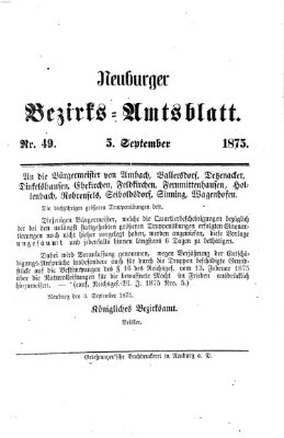 Neuburger Bezirks-Amtsblatt Sonntag 5. September 1875