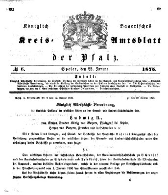 Königlich-bayerisches Kreis-Amtsblatt der Pfalz (Königlich bayerisches Amts- und Intelligenzblatt für die Pfalz) Montag 25. Januar 1875