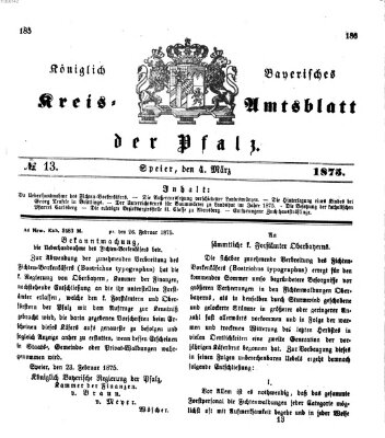 Königlich-bayerisches Kreis-Amtsblatt der Pfalz (Königlich bayerisches Amts- und Intelligenzblatt für die Pfalz) Donnerstag 4. März 1875
