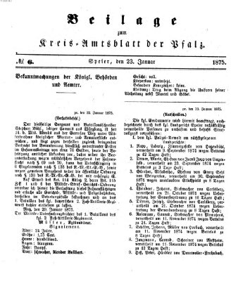 Königlich-bayerisches Kreis-Amtsblatt der Pfalz (Königlich bayerisches Amts- und Intelligenzblatt für die Pfalz) Samstag 23. Januar 1875