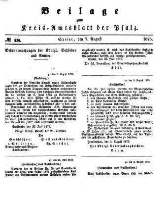 Königlich-bayerisches Kreis-Amtsblatt der Pfalz (Königlich bayerisches Amts- und Intelligenzblatt für die Pfalz) Samstag 7. August 1875
