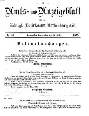 Amts- und Anzeigenblatt für das Königliche Bezirksamt Rothenburg o.T. (Amts- und Anzeigenblatt für die Stadt und das Königl. Bezirksamt Rothenburg) Donnerstag 25. März 1875