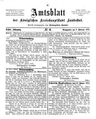 Amtsblatt der Stadt Landshut Mittwoch 3. Februar 1875