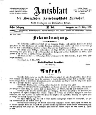 Amtsblatt der Stadt Landshut Mittwoch 17. März 1875