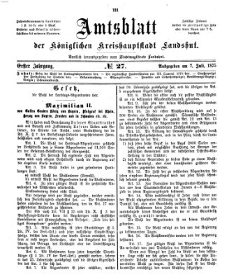 Amtsblatt der Stadt Landshut Mittwoch 7. Juli 1875