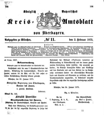 Königlich-bayerisches Kreis-Amtsblatt von Oberbayern (Münchner Intelligenzblatt) Dienstag 2. Februar 1875