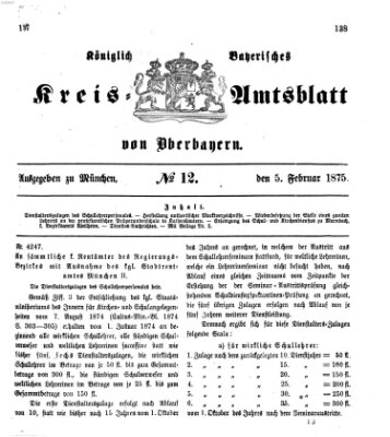 Königlich-bayerisches Kreis-Amtsblatt von Oberbayern (Münchner Intelligenzblatt) Freitag 5. Februar 1875