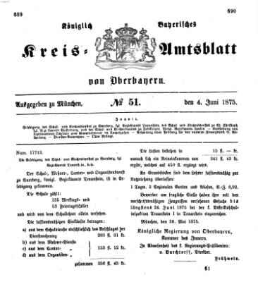 Königlich-bayerisches Kreis-Amtsblatt von Oberbayern (Münchner Intelligenzblatt) Freitag 4. Juni 1875