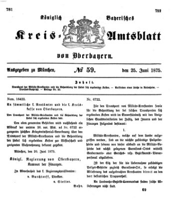 Königlich-bayerisches Kreis-Amtsblatt von Oberbayern (Münchner Intelligenzblatt) Freitag 25. Juni 1875