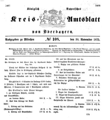 Königlich-bayerisches Kreis-Amtsblatt von Oberbayern (Münchner Intelligenzblatt) Dienstag 30. November 1875