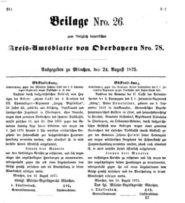 Königlich-bayerisches Kreis-Amtsblatt von Oberbayern (Münchner Intelligenzblatt) Dienstag 24. August 1875